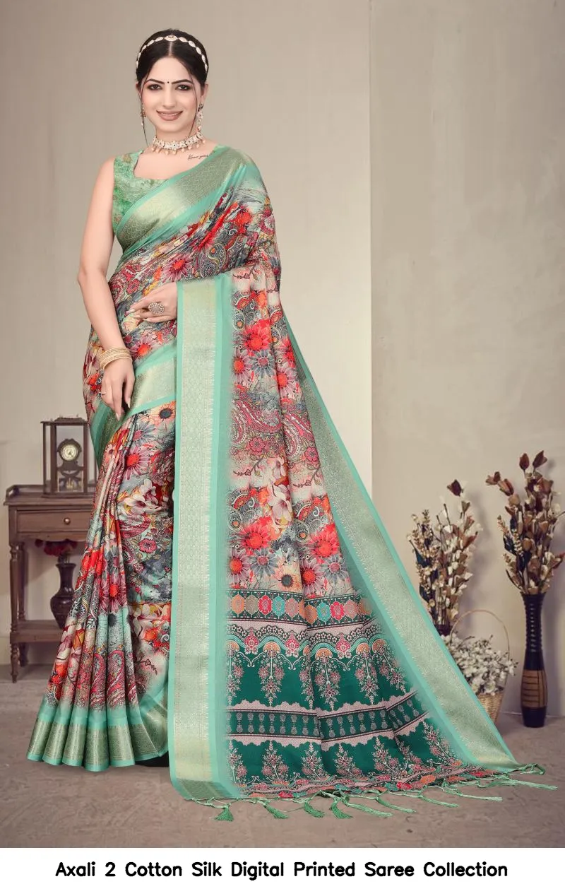 Axali 2 Cotton Silk Digital Printed Saree Collection - Image 2