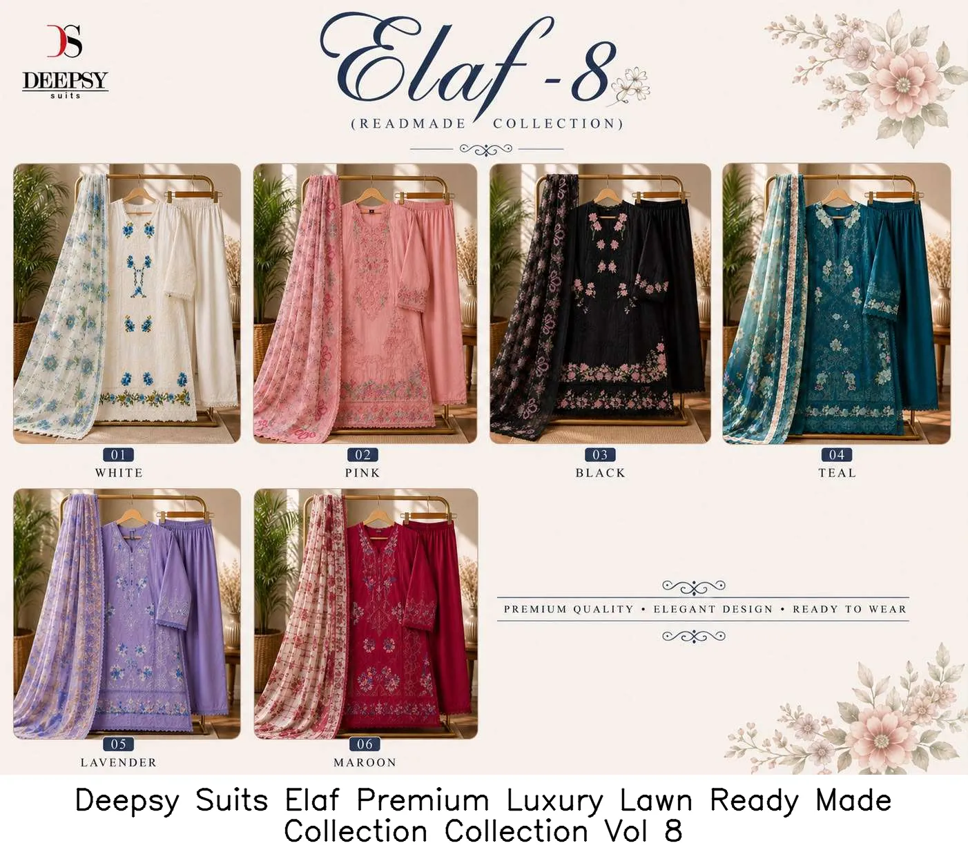 Deepsy Suits Elaf Premium Luxury Lawn Ready Made Collection Collection Vol 8 - Image 9