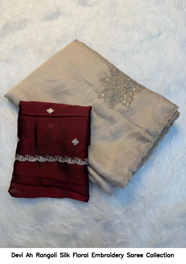Devi Ah Rangoli Silk Floral Embroidery Saree Collection