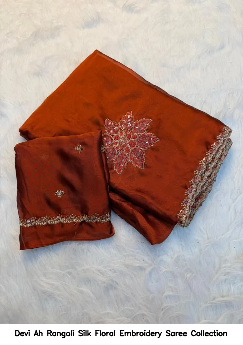 Devi Ah Rangoli Silk Floral Embroidery Saree Collection - Image 3