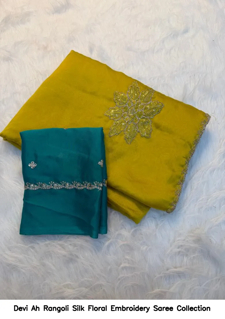 Devi Ah Rangoli Silk Floral Embroidery Saree Collection - Image 4