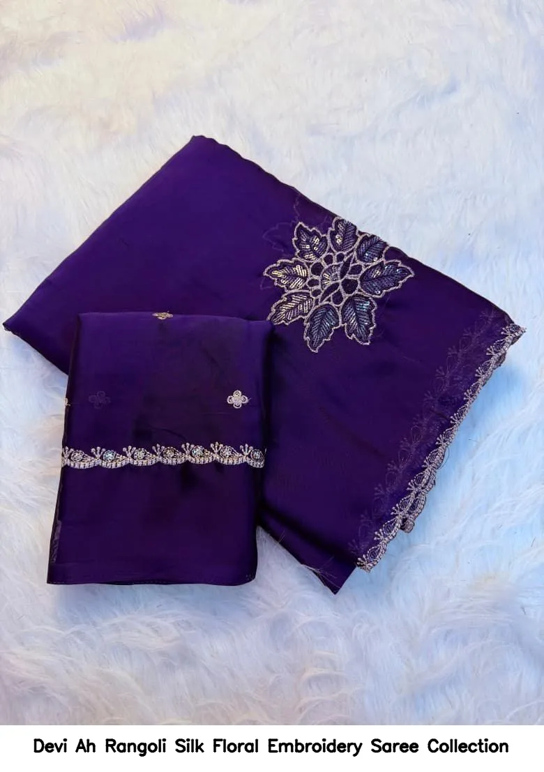 Devi Ah Rangoli Silk Floral Embroidery Saree Collection - Image 5