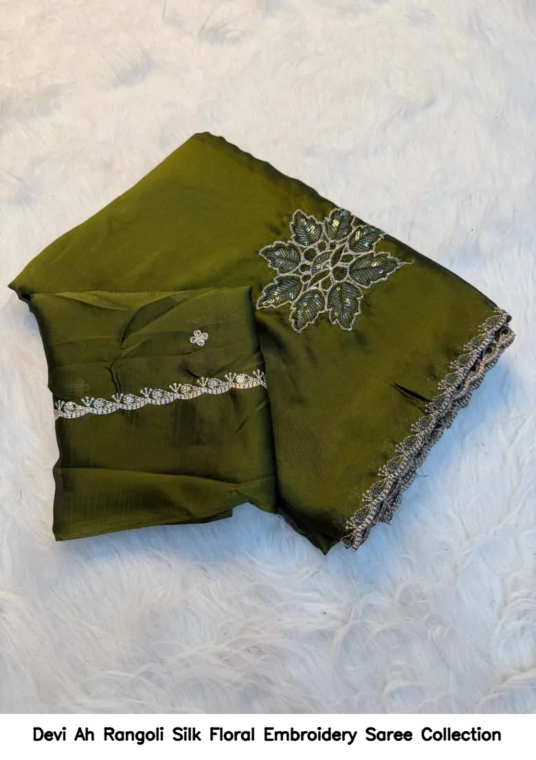 Devi Ah Rangoli Silk Floral Embroidery Saree Collection - Image 6