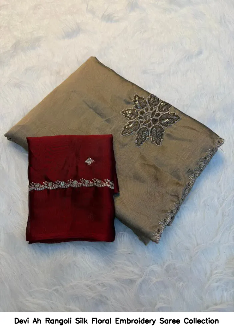 Devi Ah Rangoli Silk Floral Embroidery Saree Collection - Image 7