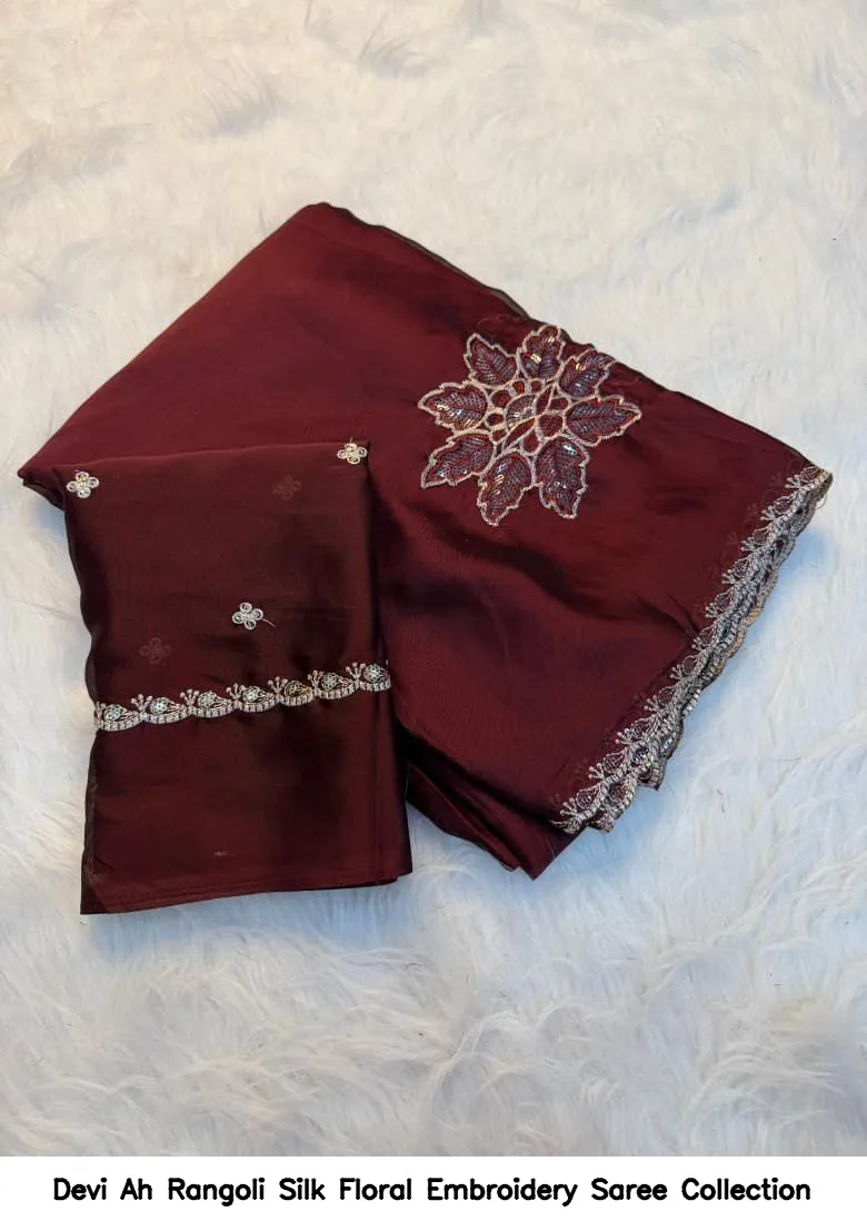 Devi Ah Rangoli Silk Floral Embroidery Saree Collection - Image 8