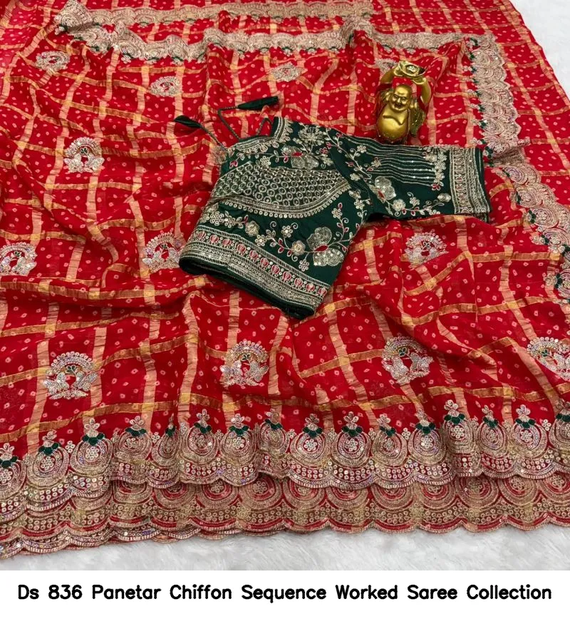 Ds 836 Panetar Chiffon Sequence Worked Saree Collection - Image 4