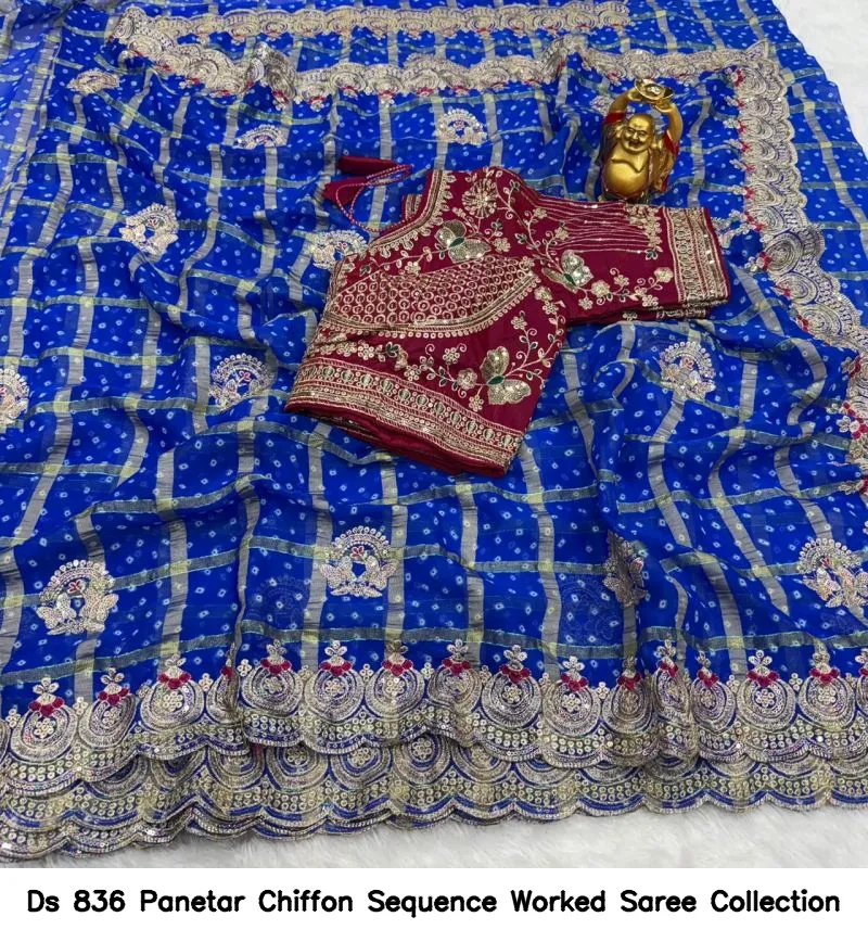 Ds 836 Panetar Chiffon Sequence Worked Saree Collection - Image 5