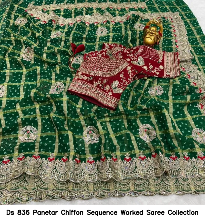 Ds 836 Panetar Chiffon Sequence Worked Saree Collection - Image 9