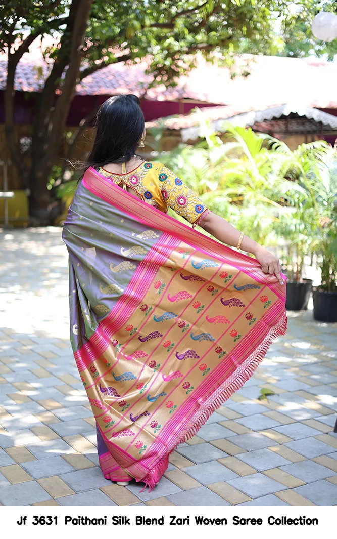 Jf 3631 Paithani Silk Blend Zari Woven Saree Collection - Image 20