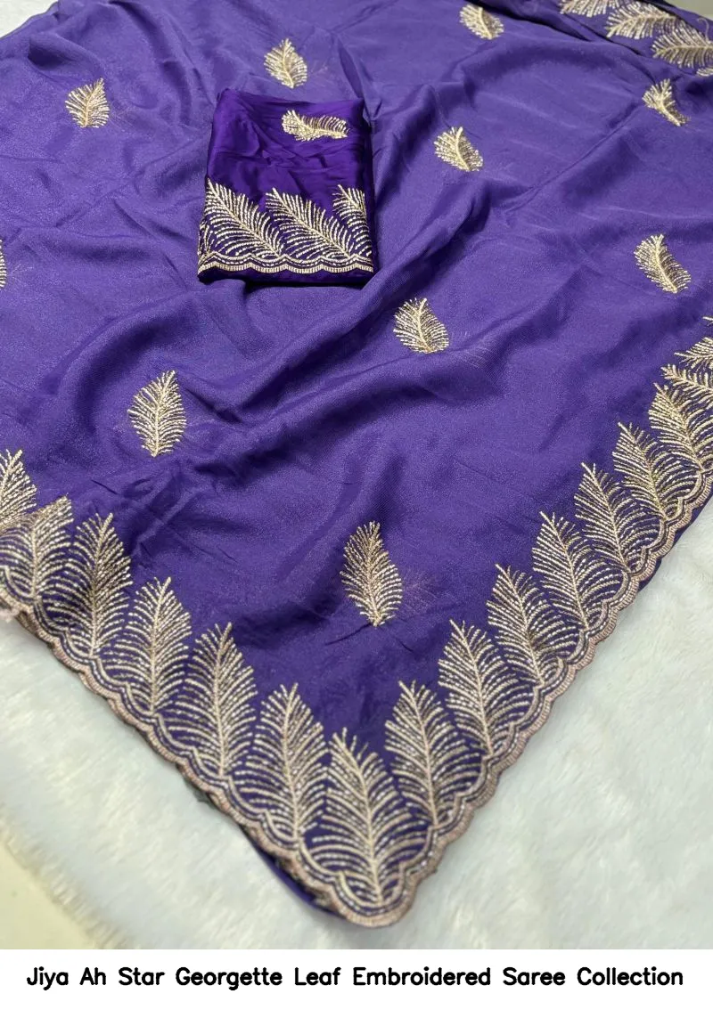 Jiya Ah Star Georgette Leaf Embroidered Saree Collection - Image 2