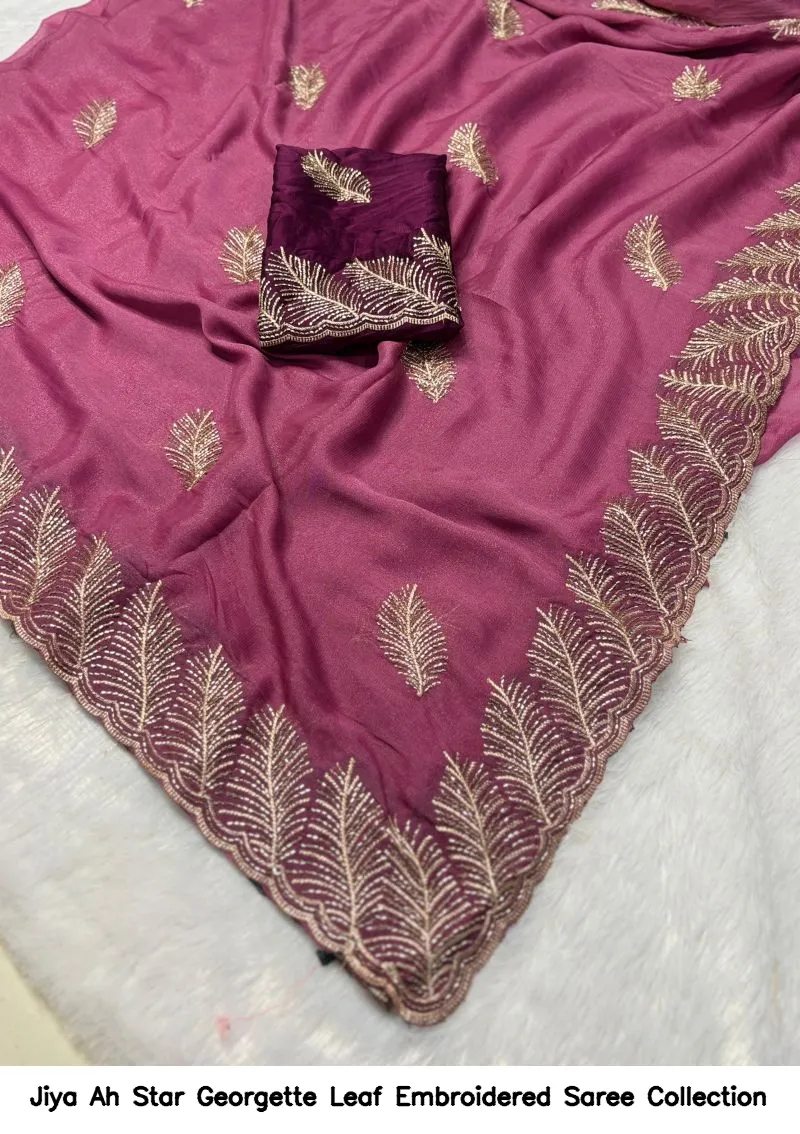 Jiya Ah Star Georgette Leaf Embroidered Saree Collection - Image 4