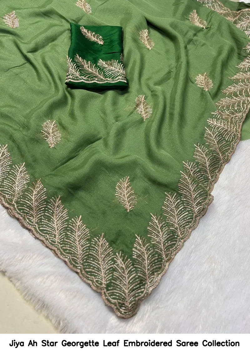 Jiya Ah Star Georgette Leaf Embroidered Saree Collection - Image 5