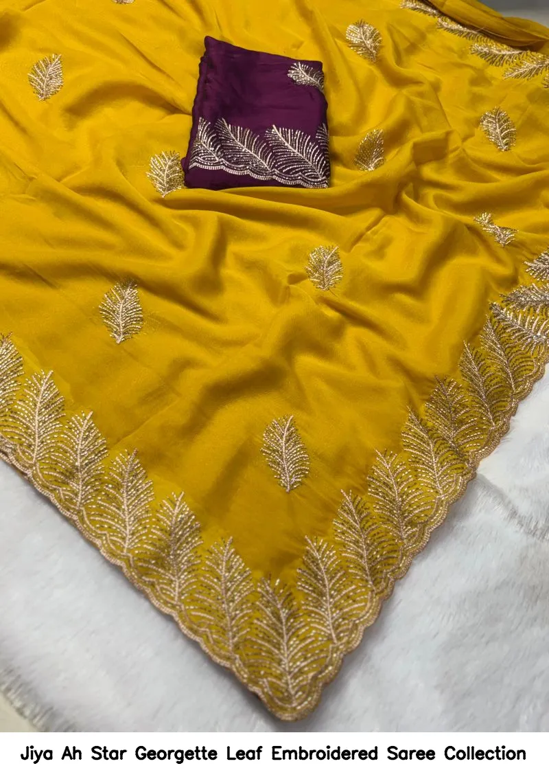 Jiya Ah Star Georgette Leaf Embroidered Saree Collection - Image 6