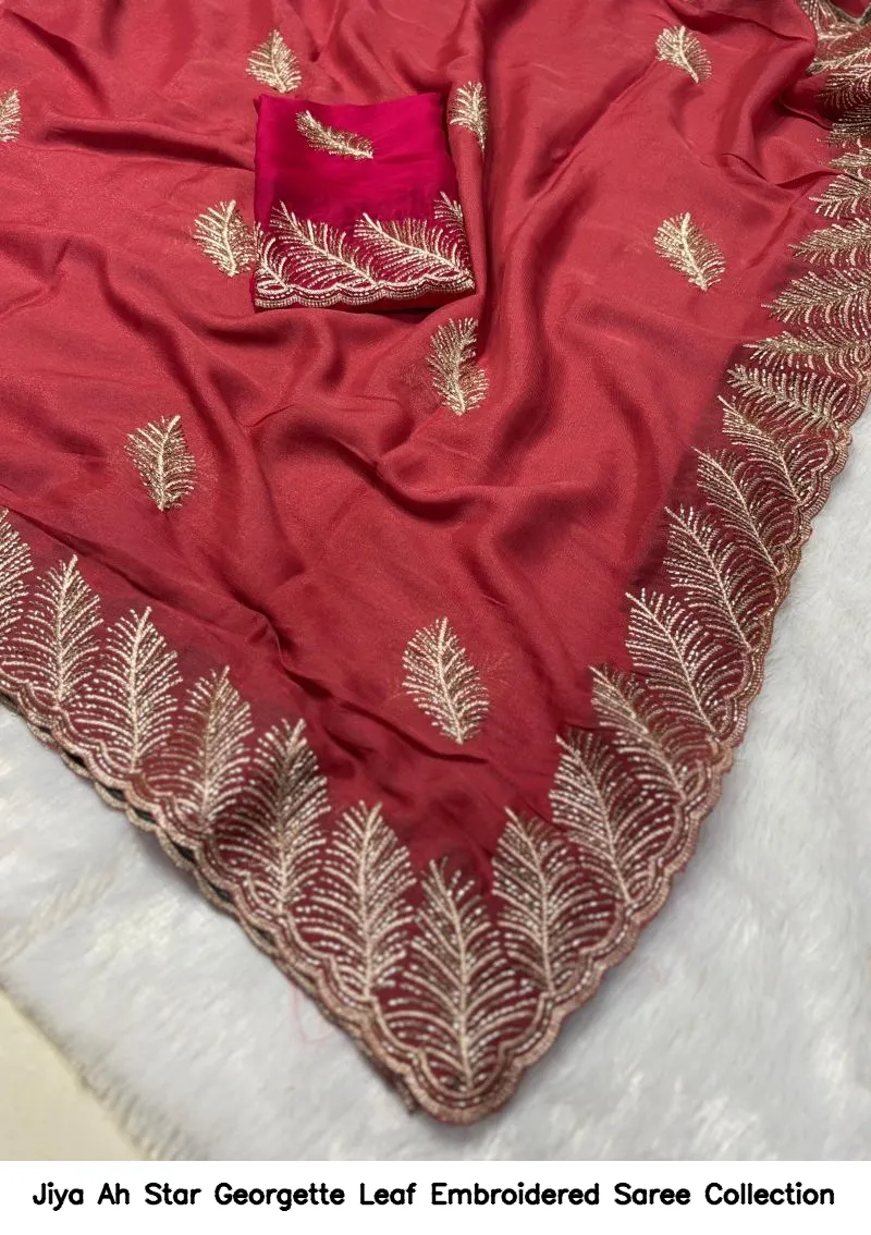 Jiya Ah Star Georgette Leaf Embroidered Saree Collection - Image 7