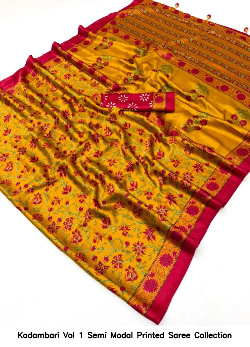 Kadambari Vol 1 Semi Modal Printed Saree Collection - Image 3