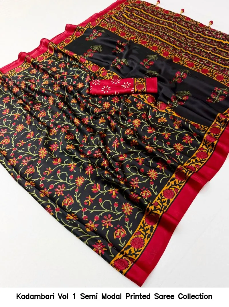 Kadambari Vol 1 Semi Modal Printed Saree Collection - Image 5