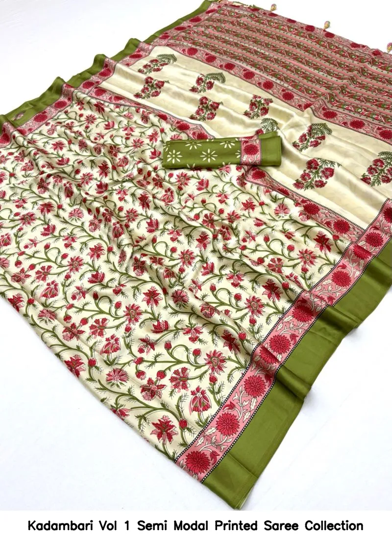 Kadambari Vol 1 Semi Modal Printed Saree Collection - Image 6