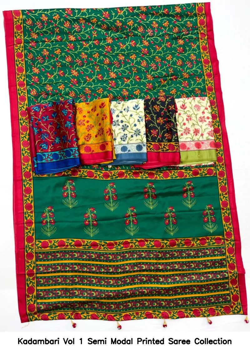 Kadambari Vol 1 Semi Modal Printed Saree Collection - Image 8