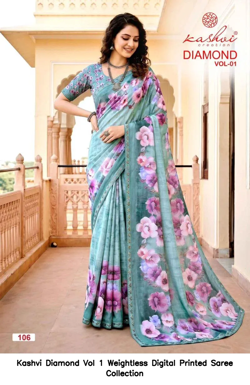 Kashvi Diamond Vol 1 Weightless Digital Printed Saree Collection - Image 2