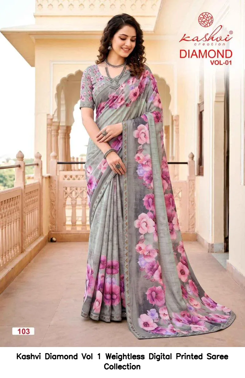 Kashvi Diamond Vol 1 Weightless Digital Printed Saree Collection - Image 4