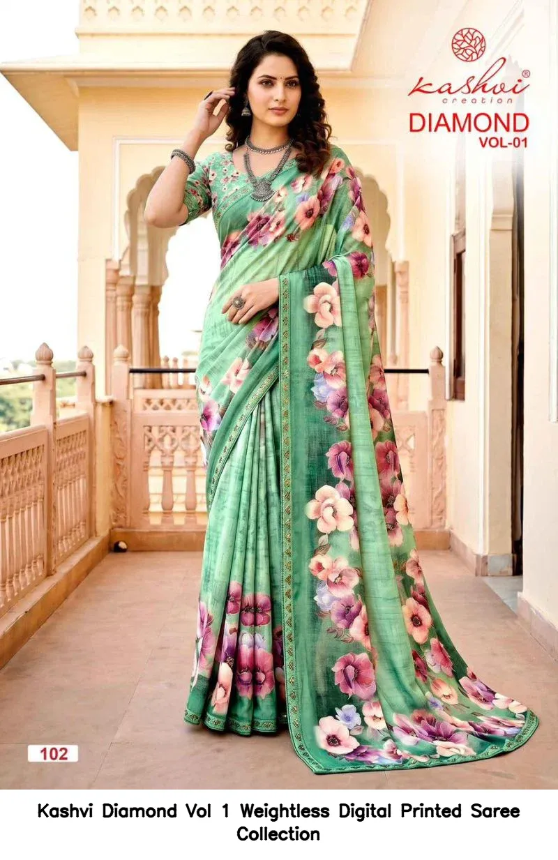 Kashvi Diamond Vol 1 Weightless Digital Printed Saree Collection - Image 5