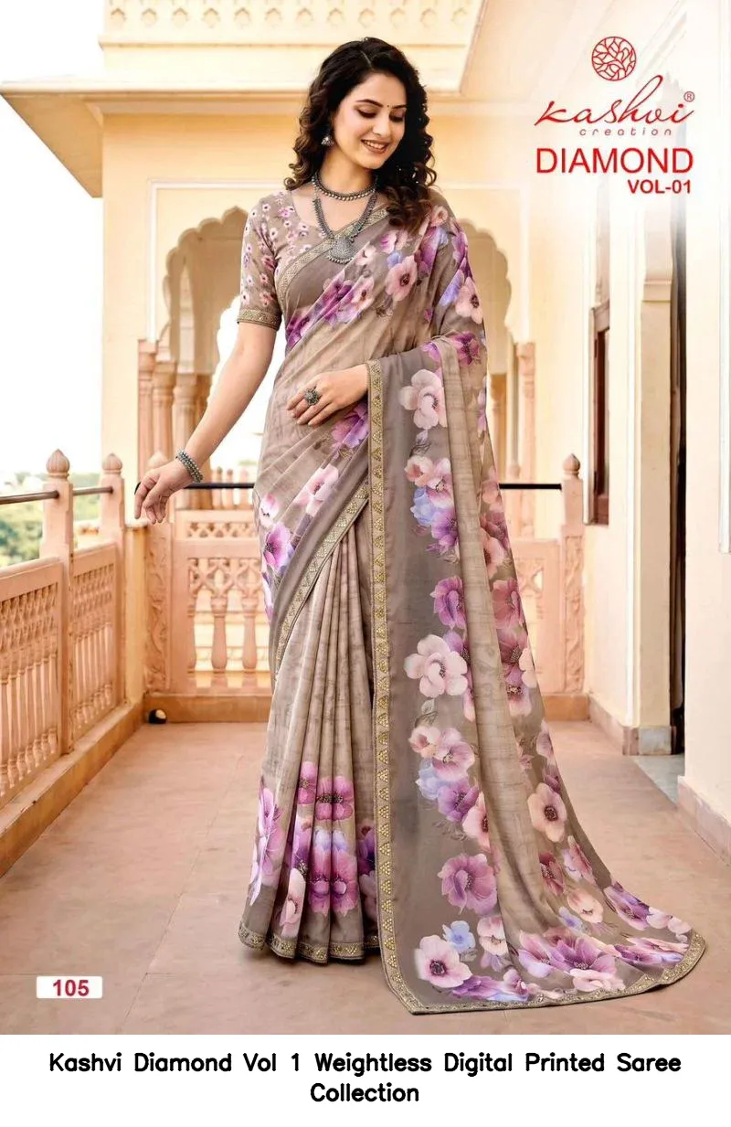 Kashvi Diamond Vol 1 Weightless Digital Printed Saree Collection - Image 6