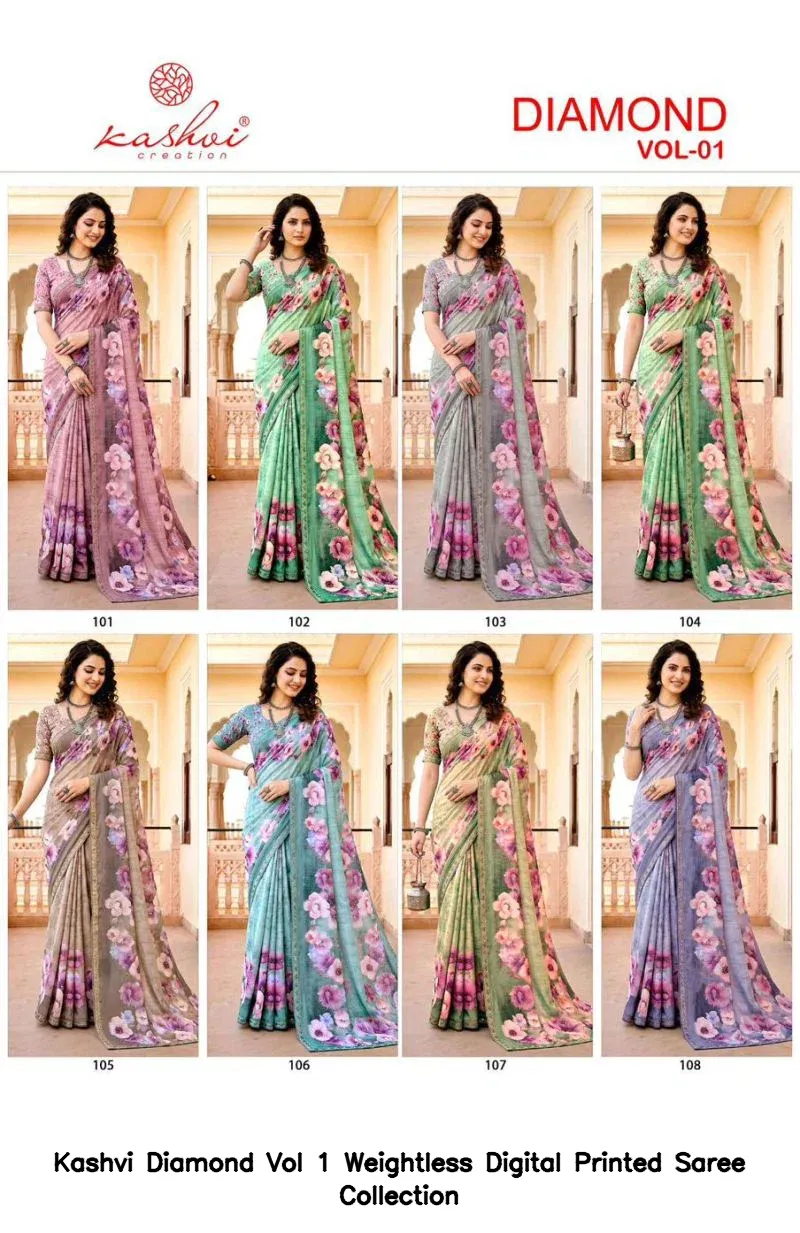 Kashvi Diamond Vol 1 Weightless Digital Printed Saree Collection - Image 7