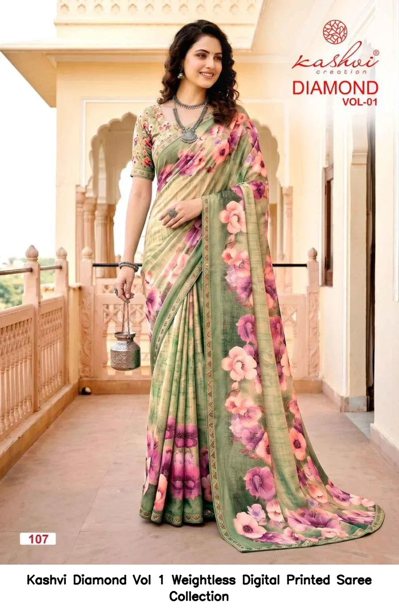 Kashvi Diamond Vol 1 Weightless Digital Printed Saree Collection - Image 8