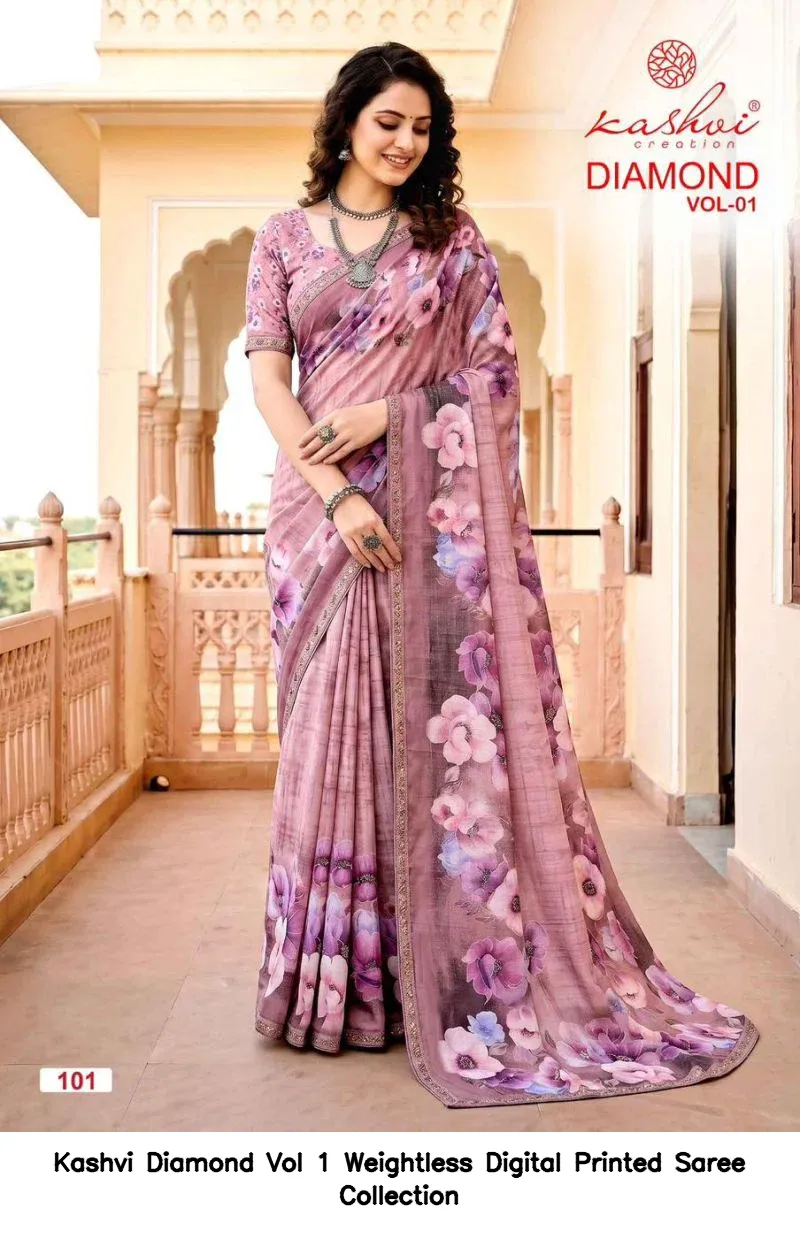 Kashvi Diamond Vol 1 Weightless Digital Printed Saree Collection - Image 9