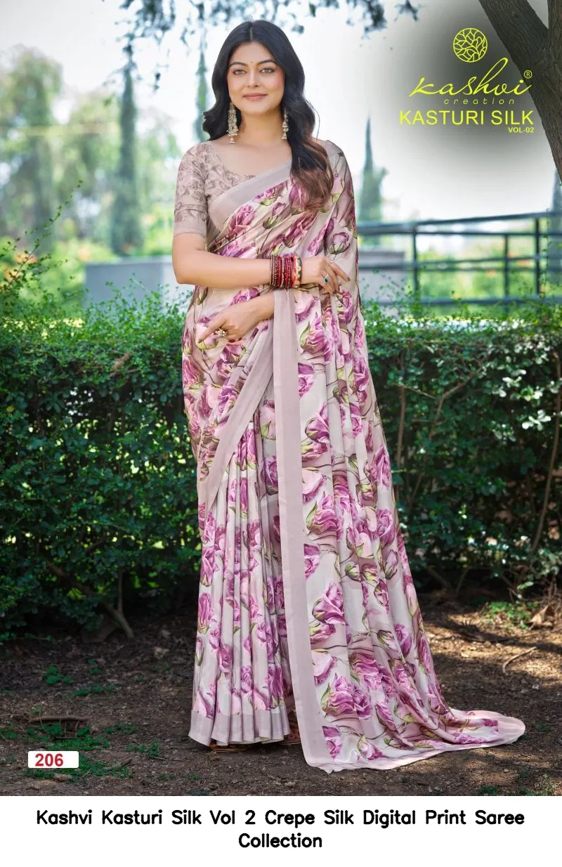 Kashvi Kasturi Silk Vol 2 Crepe Silk Digital Print Saree Collection - Image 10