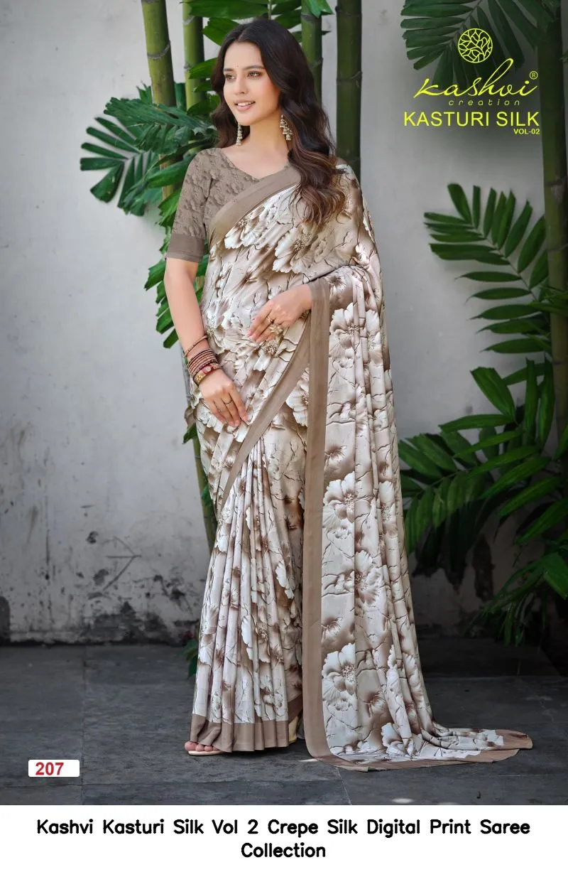 Kashvi Kasturi Silk Vol 2 Crepe Silk Digital Print Saree Collection - Image 2