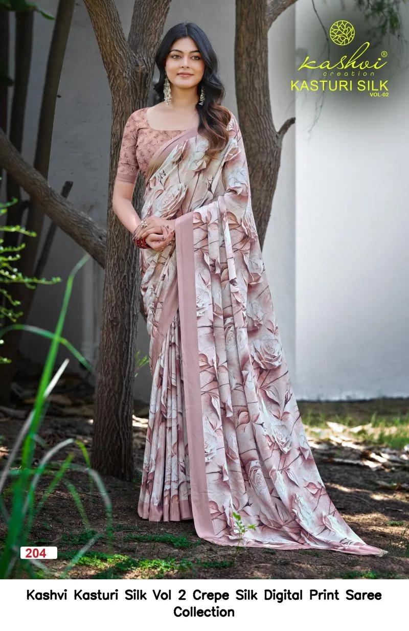 Kashvi Kasturi Silk Vol 2 Crepe Silk Digital Print Saree Collection - Image 3