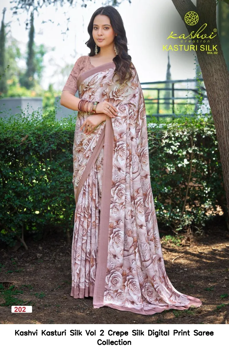 Kashvi Kasturi Silk Vol 2 Crepe Silk Digital Print Saree Collection - Image 4