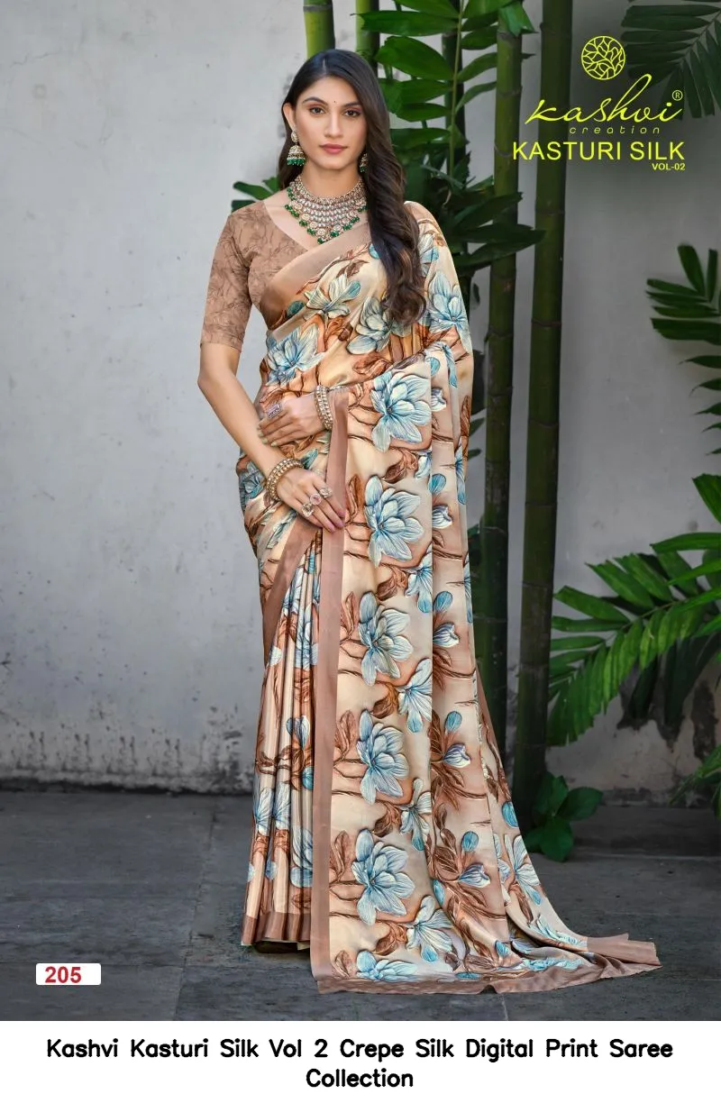 Kashvi Kasturi Silk Vol 2 Crepe Silk Digital Print Saree Collection - Image 5