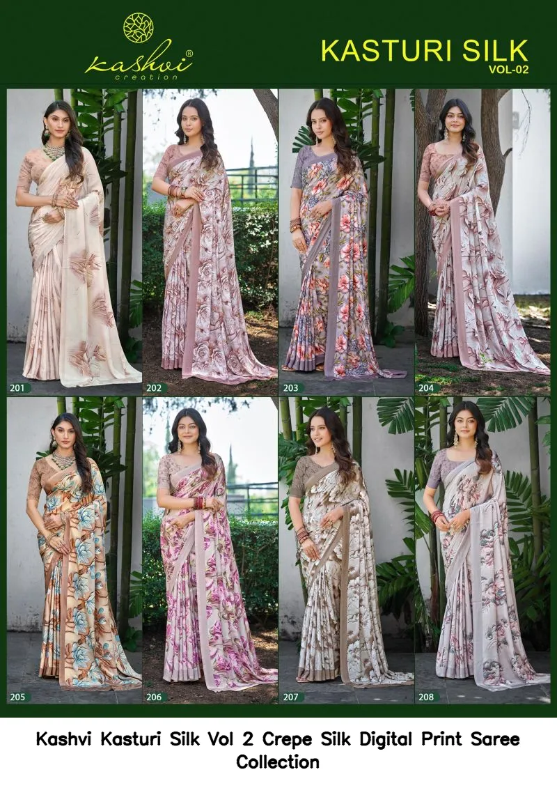 Kashvi Kasturi Silk Vol 2 Crepe Silk Digital Print Saree Collection - Image 6