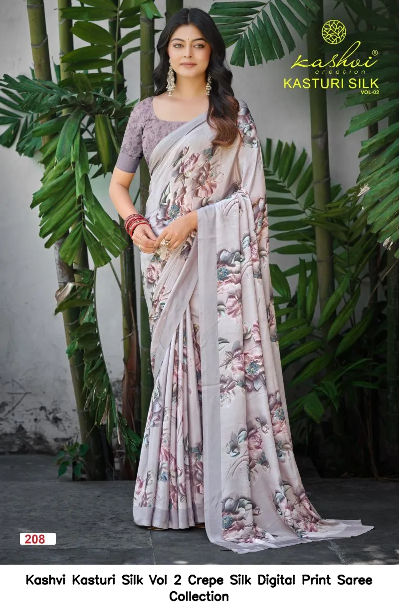 Kashvi Kasturi Silk Vol 2 Crepe Silk Digital Print Saree Collection - Image 7