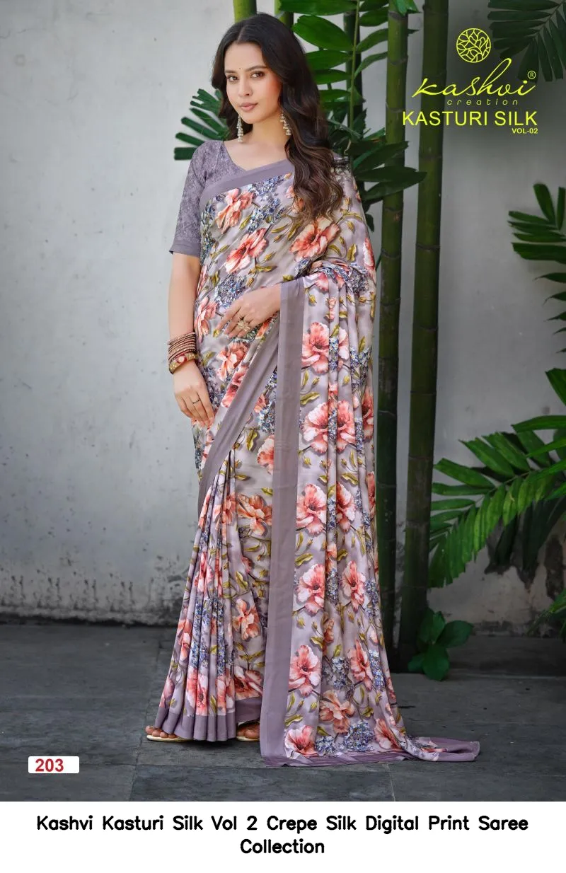 Kashvi Kasturi Silk Vol 2 Crepe Silk Digital Print Saree Collection - Image 8