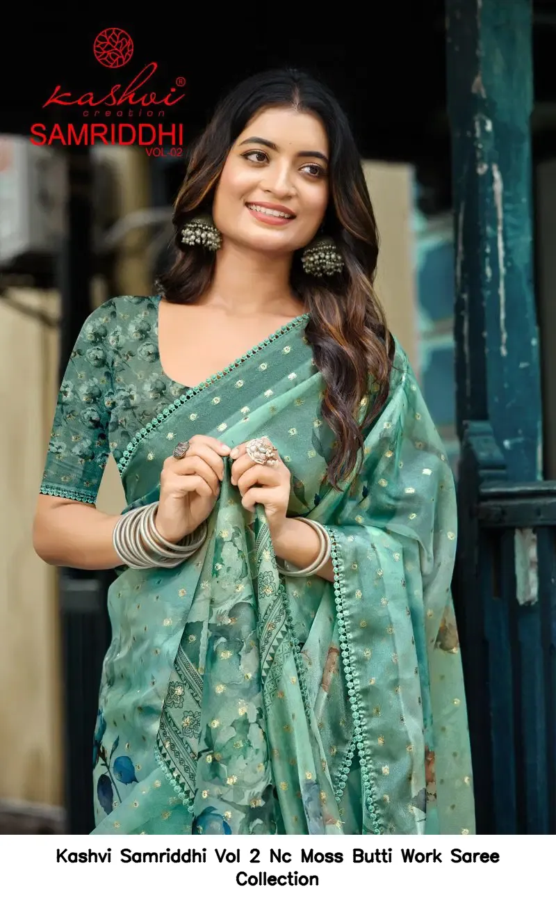 Kashvi Samriddhi Vol 2 Nc Moss Butti Work Saree Collection