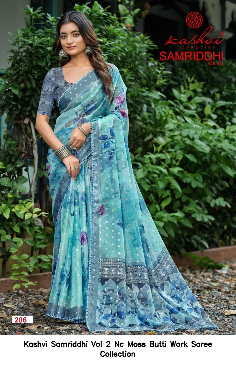 Kashvi Samriddhi Vol 2 Nc Moss Butti Work Saree Collection - Image 10
