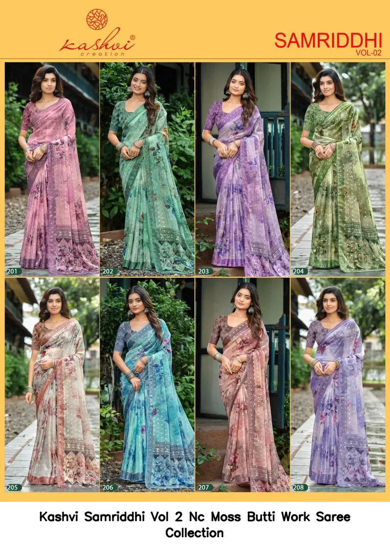 Kashvi Samriddhi Vol 2 Nc Moss Butti Work Saree Collection - Image 6