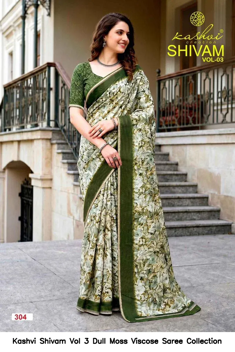 Kashvi Shivam Vol 3 Dull Moss Viscose Saree Collection - Image 10