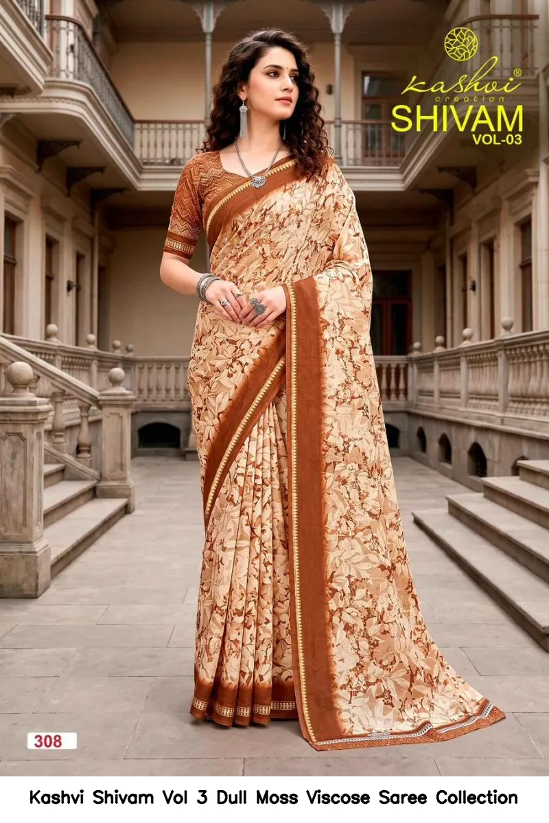 Kashvi Shivam Vol 3 Dull Moss Viscose Saree Collection - Image 3