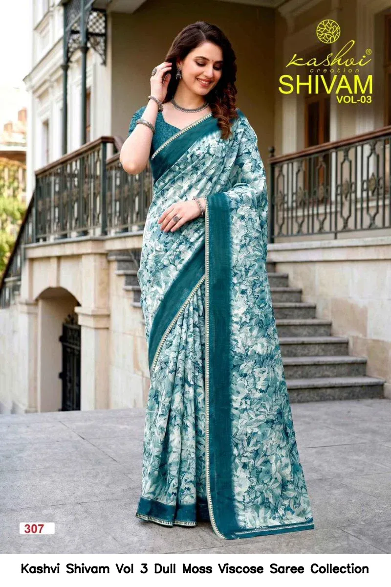 Kashvi Shivam Vol 3 Dull Moss Viscose Saree Collection - Image 5