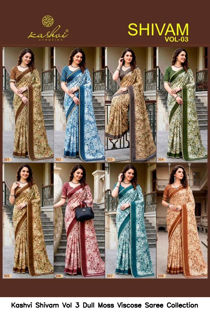 Kashvi Shivam Vol 3 Dull Moss Viscose Saree Collection - Image 7