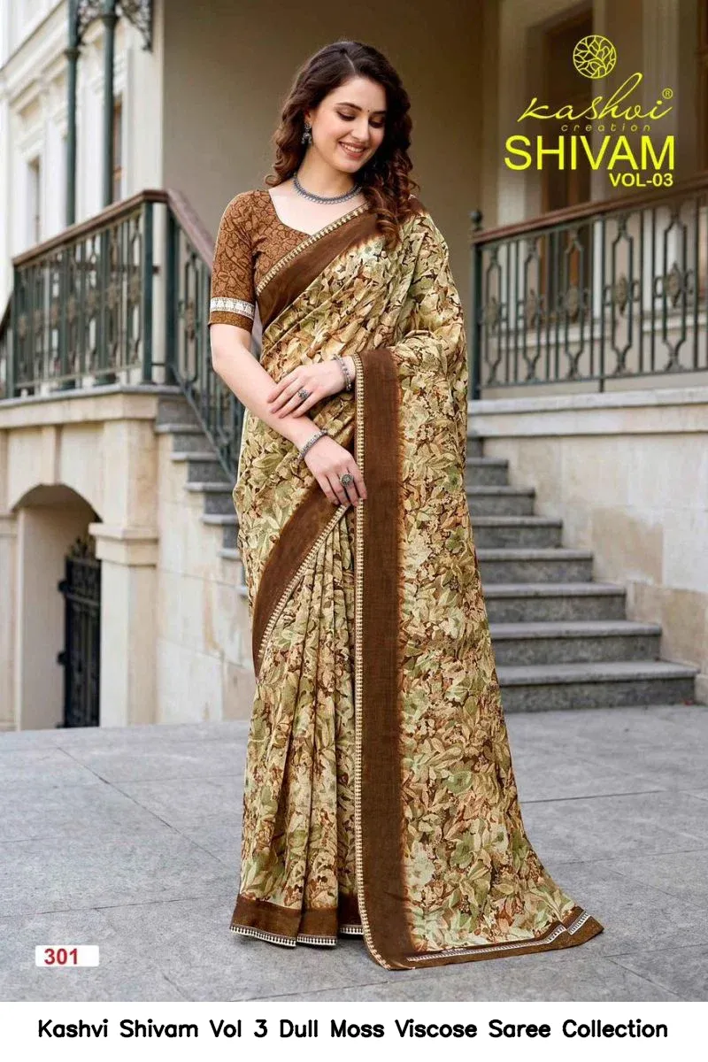 Kashvi Shivam Vol 3 Dull Moss Viscose Saree Collection - Image 9
