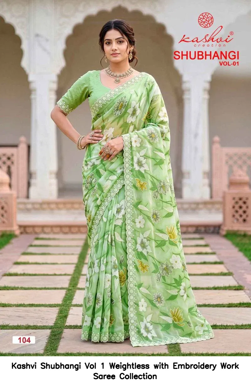 Kashvi Shubhangi Vol 1 Weightless with Embroidery Work Saree Collection - Image 4