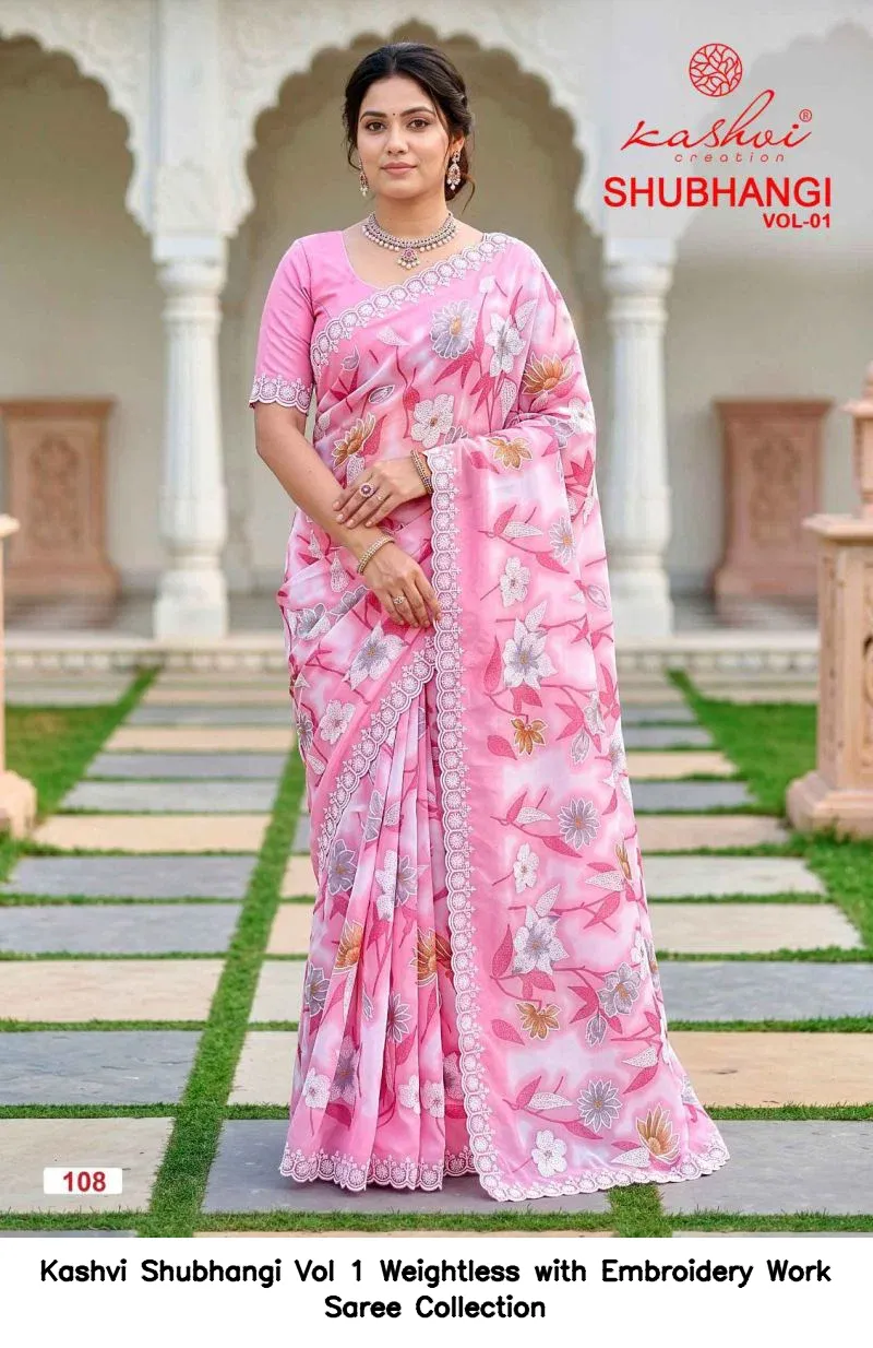 Kashvi Shubhangi Vol 1 Weightless with Embroidery Work Saree Collection - Image 6
