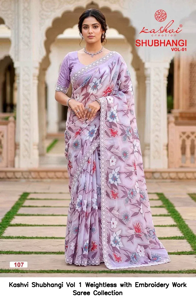 Kashvi Shubhangi Vol 1 Weightless with Embroidery Work Saree Collection - Image 8