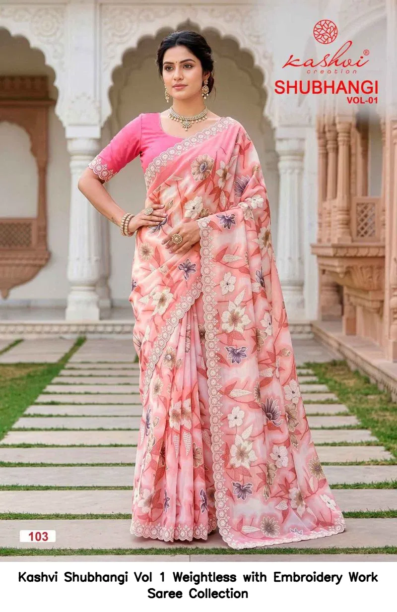 Kashvi Shubhangi Vol 1 Weightless with Embroidery Work Saree Collection - Image 9