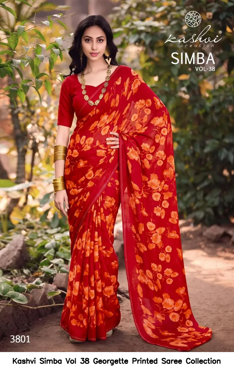Kashvi Simba Vol 38 Georgette Printed Saree Collection - Image 4